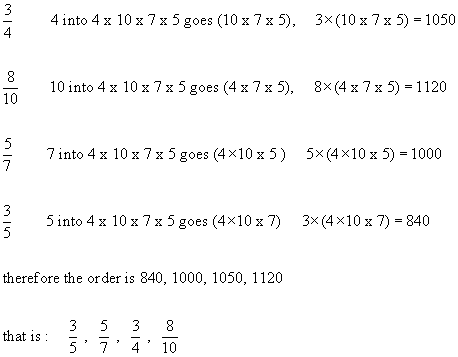 ordering fractions - more