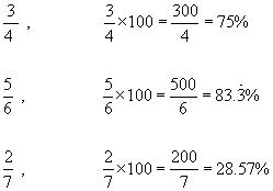 fractions to percentages